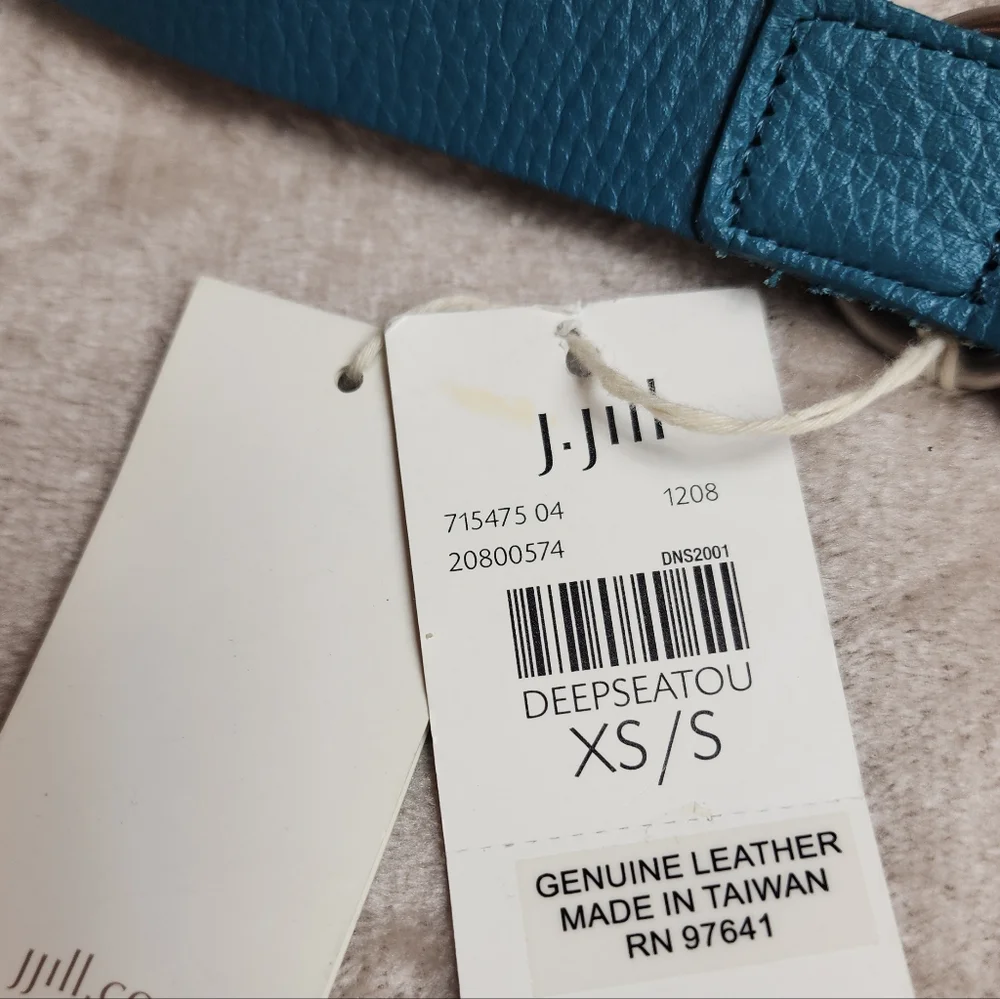 NWT J. Jill Genuine Leather Green Blue Teal D-ring‎ Belt 46